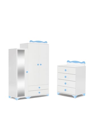 Patiko Sahra 950 3 Kapılı Bebek Odası Takımı Mavi