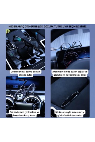 Coofbe Klipsli 180 Araç İçi Gözlük Tutucu Kart Tutucu Mandallı Süngerli Oto Araç Gözlük Tutacagi 01