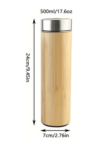 Besthome1 Paslanmaz Çelik Bambu Vakum Bardak, 500ml, Seyahat Termos Sarı