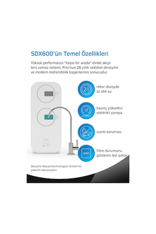 Prio Sdx600 Otomatik Yıkamalı Tanksız Ters Ozmoz Su Arıtma Cihazı