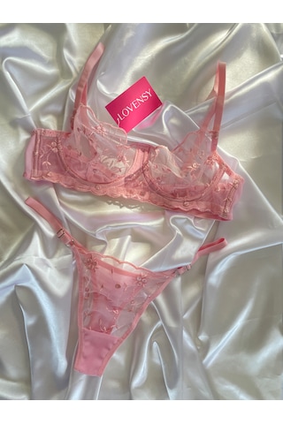 Lovensy Brode Sütyen Külot Takım Pembe