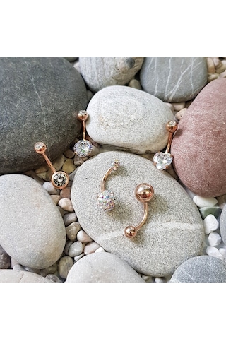 Chavin 5 Adet Taşlı Taşsız Cerrahi Çelik Göbek Piercing Ec92Rs