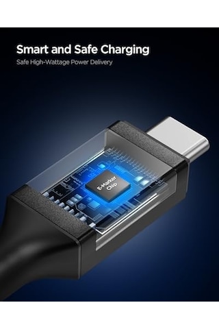 Usb-c To Usb-c 1 Metre Kablo 100w Güç/pps 2.0 Desteği Super Hızlı Şarj / 5 Gbps E-marker Çip Data Aktarım Hızı/pd Usb 3.2 Type-c Ekstra Dayanıklı Mfı Lisanslı - Aca09459