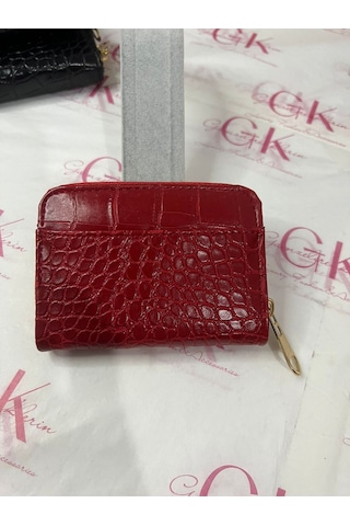 Gk Gamzelirenklerim Luxury Fashıon&accessorıes Mini Cüzdan Kartlık Tek Gözlü Fermuarlı Rugan Suni Deri Bordo