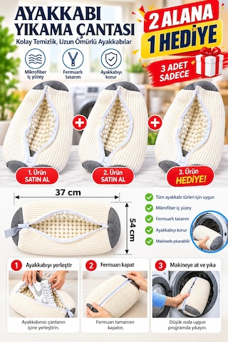 2 Alana 1 Hediye Ayakkabı Yıkama Çantası Mikrofiber Fermuarlı Koruyucu Yıkama Filesi Çok Renkli