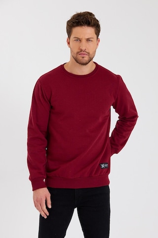MMetalic Bisiklet Yaka Etiket Detayı İçi Pamuklu Erkek Sweatshirt Bordo