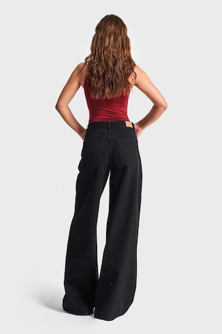 it's basic Kadın Siyah Renk Hera 1w41 Palazzo Fit Bol Kesim Denim Jean Siyah 1w41