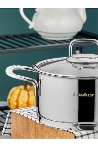 Cooker 16 Cm Bomonti Paslanmaz Çelik 2 Litre Derin Tencere Gümüş