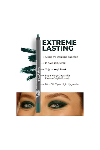 Alix Avien Uzun Süre Kalıcı Suya Dayanıklı Akma Dağılma Yapmayan Yeşil Göz Kalemi Extreme Emerald Green