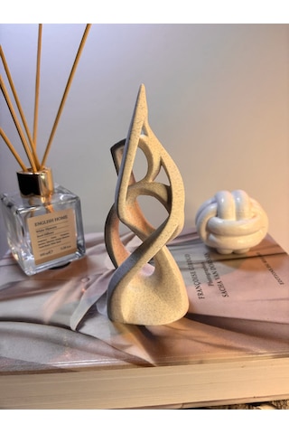 Organik Spiral Form Dekoratif Obje Mat Mermer Beyaz Modern Masa Üstü Heykel
