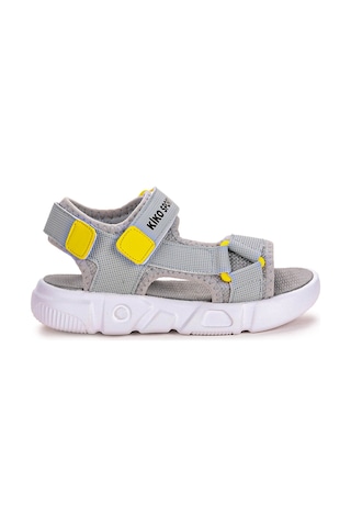 Kiko Kids Cırtlı Yürüyüş Erkek Çocuk Sandalet 2722-27 Gri - Sarı