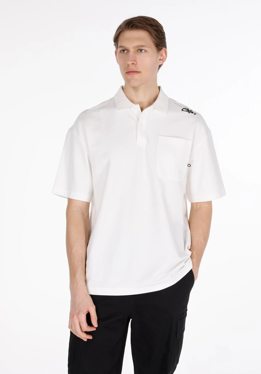 Colin's Colins Oversize Fit Polo Yaka Düz Erkek Beyaz Kısa Kol Tişört Cl1073162 Q1.v1 Ofw Beyaz