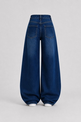 J&kstores Baggy Salaş Pocket Bol Paça Retro Görünümlü Jean Pantolon Lacivert