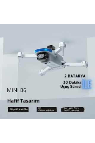 B6 Mini Drone 2Batarya ile 30Dakika Uçuş Beni Takip Et Gps 1080p Hd Çift Kamera 5g Wı-fı  Engelden Kaçınma