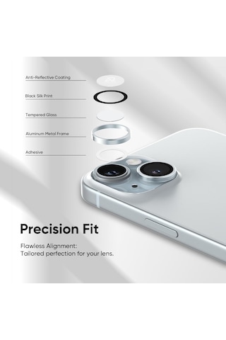 Apple Uyumlu iPhone 15 / 15 Plus Kamera Lens Koruyucu Mavi