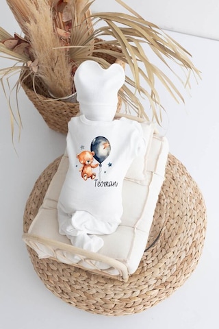 Bebewini Pamuk Baskılı 11'li İsimli Hastane Çıkışı M04 Ekru