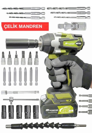 Schmıtzer 4lüset-s Pro 21v 40 Parça Şarjlı Akülü 3 Modlu Hilti Matkap Somun Sıkma Sökme Taşlama