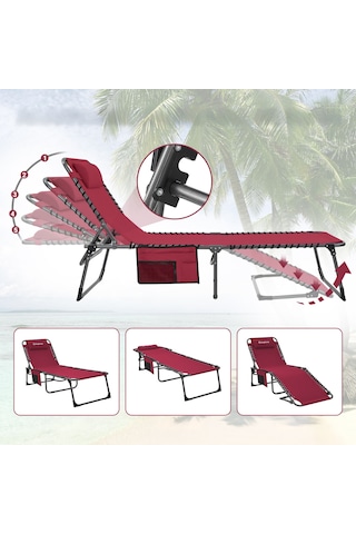 Kingcamp Berlin Classic Comfort Lounge 5 Kademeli Katlanır Şezlong Ve Kampet Wine Kırmızı