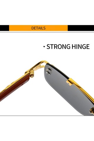 Retro Baskı ÇerçevesizKare Güneş Gözlüğü Kadın Altın Aslan Dekorasyon Güneş Gözlükleri Erkek Gölgelikler Çay