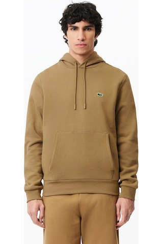 Lacoste Men's Classic Hoodie Sweatshirt Erkek Ayarlanabilir Kapüşonlu Organik Pamuk Sweatshirt Bej