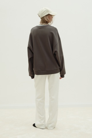 Suud Collection Kahverengi Logolu Oversize Sweatshirt Kahve