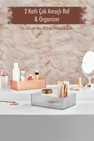 2 Katlı Kullanılabilen Makyaj Kutusu & Çok Amaçlı Kutu & Organizer Siyah