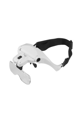 Geeksen 5 Lens 1.0x-3.5x Ayarlanabilir Baş Bandı Büyüteç Gözlük 2 Led Işıklı Büyütme Aleti
