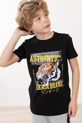 Brz Kıds Brz Kids Kaplan Baskılı Erkek Çocuk Kısa Kollu T-shirt-siyah Siyah