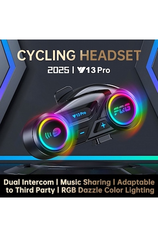 Çeşithane Y13 Pro Kameralı/ışıklı Motosiklet İnterkom - Renkli Rgb Işık Efektli, Bluetooth 5.3 Deste