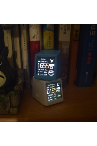 Lemestar Wifi Bağlantılı Renkli Oled Masaüstü Hava Durumu Saati - Tarih, Sıcaklık, Nem Ve Gerçek Zamanlı Veriler İle Sarı