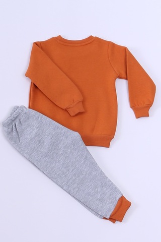 Erkek Bebek 3 İplik Eşofman Takımı Boom Baskılı A33 kahverengi