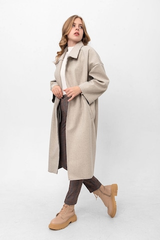 Pastelastore Oversize Kaşe Kaban 2116 Açık Gri