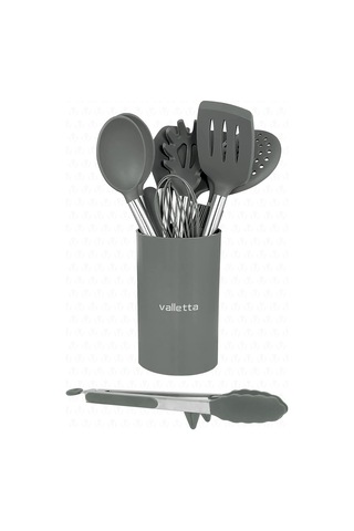 Mora 14 Parça Paslanmaz Çelik Silikon Uçlu Spatula Mutfak Seti Gri Çok Renkli
