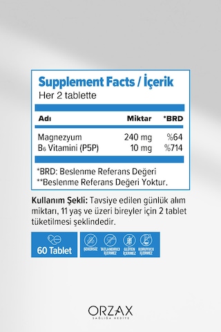 Ocean Extramag Magnezyum Taurat + P5p 60 Tablet