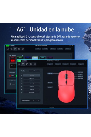 Freewolf A6 Kablosuz Oyuncu Mouse Paw3311 1000 Hz 24000 Dpı Profesyonel Bluetooth Üç Modlu Bağlantı -