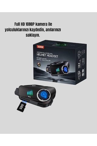 Ceylan Adam Q28 Kameralı Motosiklet Kask Kulaklık Bluetooth 5.3 Su Geçirmez 1080p Hd