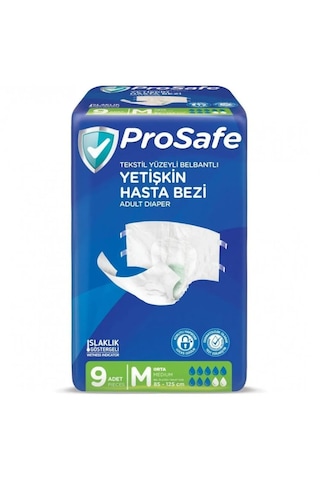 Prosafe Tekstil Yüzeyli Bel Bantlı Yetişkin Hasta Bezi M 9'lu Prosafe Tekstil Yüzeyli Bel Bantlı Yetişkin Hasta Bezi M 9'lu