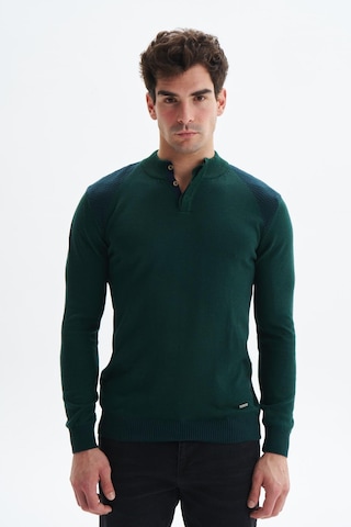 AR-MA Arma Erkek Slim Fit Likralı Akrilik Kumaş Yarım Yaka Triko Kazak K0kro0864 Yeşil
