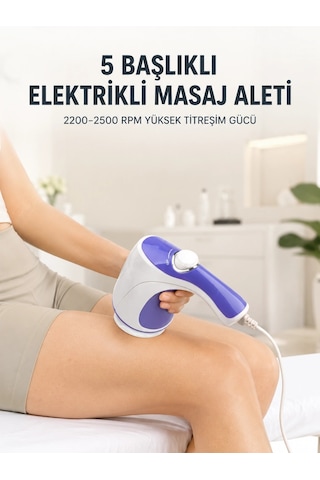 5 Başlıklı Elektrikli Masaj Aleti 2200-2500 Rpm Yüksek Titreşimli Vücut Bakım Ve  Cihazı Çok Renkli