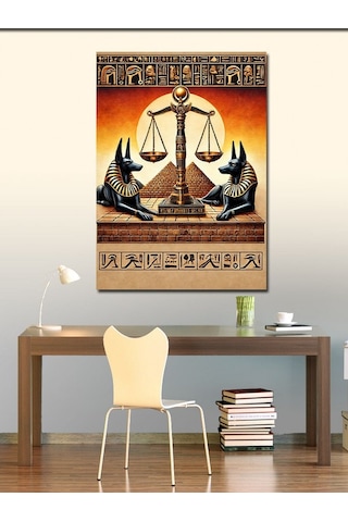 Kanvas Tablo Mısır Tanrıları Ve Adalet Terazisi 50cmx70cm