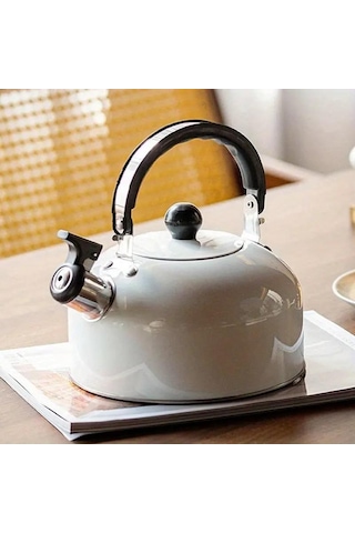 Valkyrie 3l Paslanmaz Çelik Düdüklü Kettle Su Isıtıcısı Çaydanlık Islıklı Demlik Beyaz