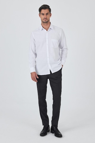 İmza Uzun Kol Desenli Armürlü Sert Yaka Cepli Pamuklu Classic Comfort Fit Gömlek 1004250187 Beyaz