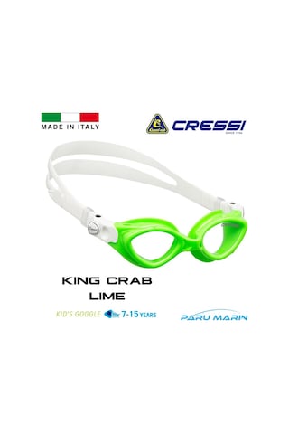 Parumarin Cressi King Crab 7-15 Yaş Lime Yüzücü Gözlüğü