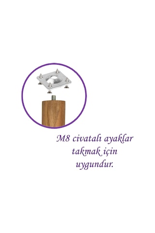 Mobilya Baza Koltuk Zigon Sehpa Ayağı Metal Bağlantı Aparatı Düz Ayak Tabanı M8 Civatalı 8 Adet