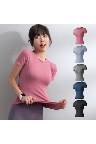 Ximistore9 Bayanlar İçin Spor Tişört - Esnek, Nefes Alıcı, Form Verici - Koşu, Yoga, Fitness - Mor Mor