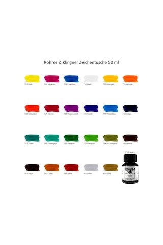 Rohrer&klingner Kaligrafi Mürekkebi Zeichentusche 29-airbrush-fırça-divit-sulu Boya 50ml-740-violet Çok Renkli