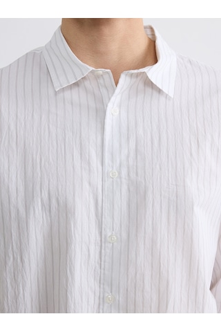 Lcw Vision Gri Regular Fit Çizgili Poplin Erkek Gömlek