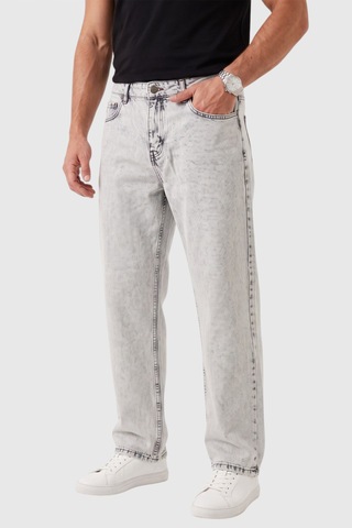 Deepsea Erkek Taş Açık Yıkama Taşlamalı Baggy Fit Likralı Bol Paça Jean Kot Pantolon 2600057