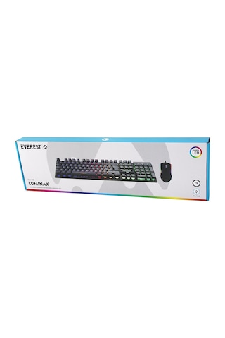 Go İthalat Siyah Gökkuşağı Işıklı Usb Kablolu Oyuncu Klavye - Mouse Set