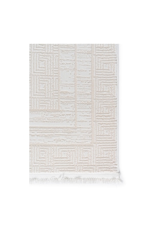 Badelya Home Krem 7107 Modern Desen Doğal Taban Saçaklı Salon Koridor Mutfak Çocuk Oturma Odası Halı Yolluk 7107-krem